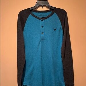 American Eagle Outfitters Blue and Black Long Sleeve Tee